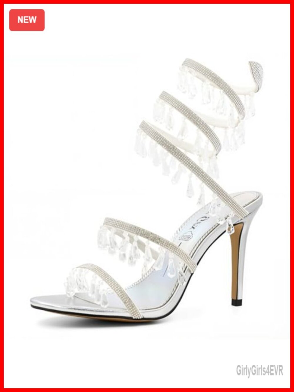 Rhinestone Ankle Wrap Stiletto Heeled Sandals for Women